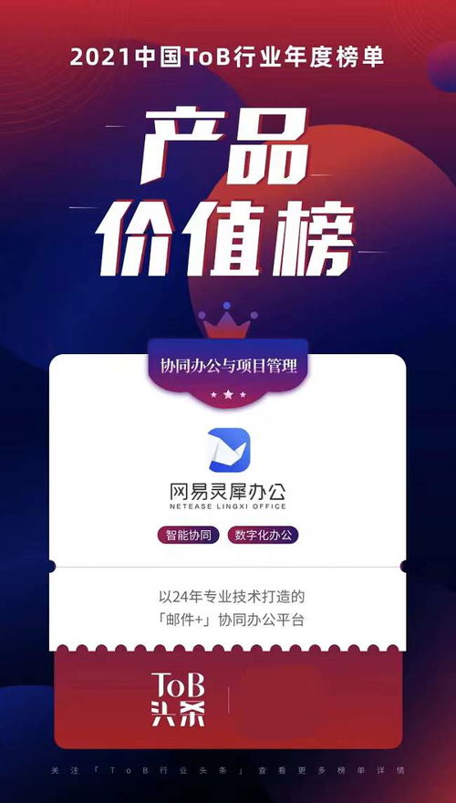 網(wǎng)易靈犀辦公榮登2021 To B行業(yè)年度產(chǎn)品價(jià)值榜，彰顯中購?fù)顿Y戰(zhàn)略眼光